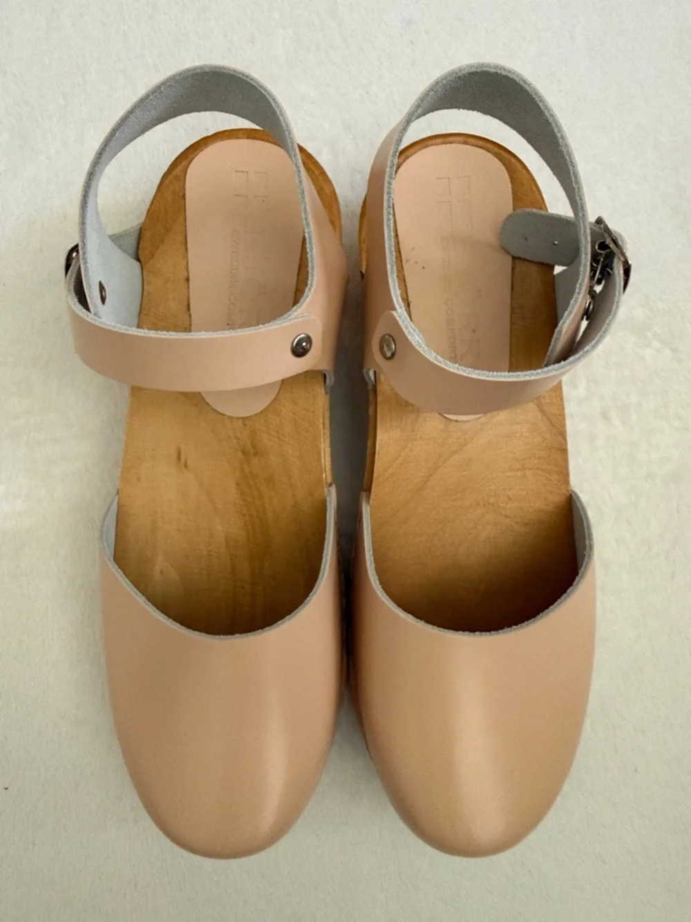 Bjork | Alma Swedish Comfort Wood Clog Leather Sandals Nude (EU 38 / US 7.5-8) - Picture 3 of 16